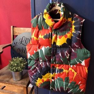Lands’ End Tie Dye Puffy Vest, Small